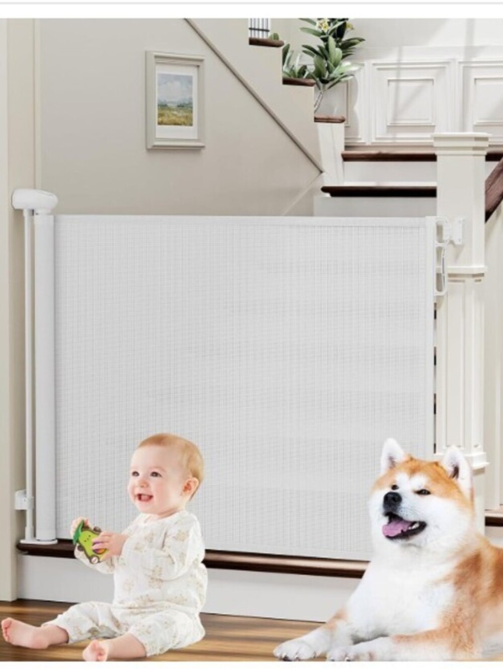 PROBEBI RETRACTABLE SAFETY GATE FOR KIDS AND PETS-34X54"-WHITE